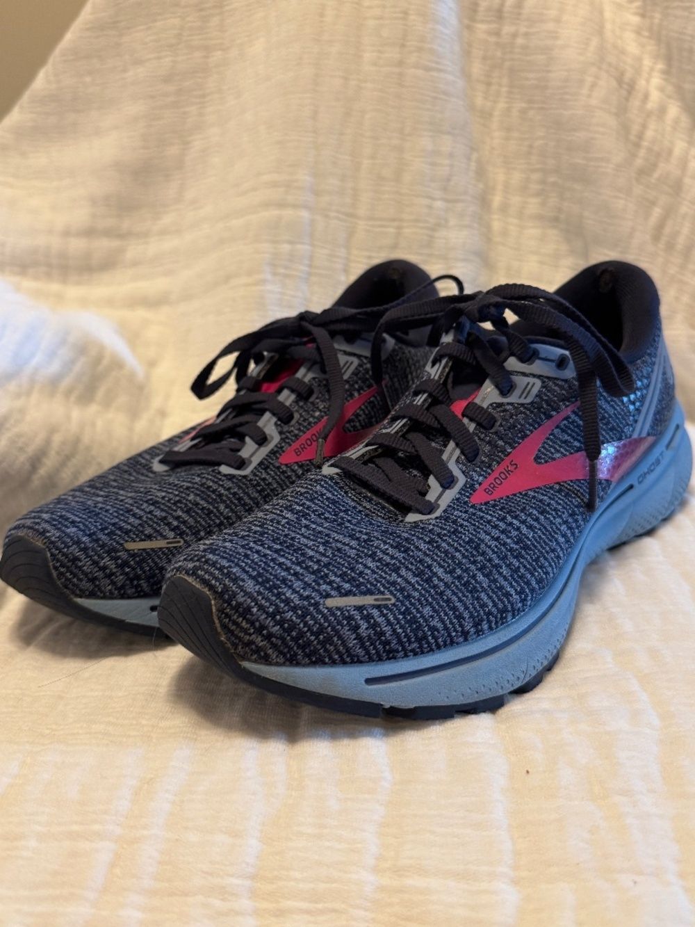 Brooks Ghost 14 Running Shoes Navy Fuchsia Size 9.5